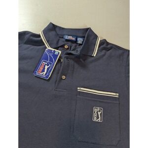 PGA Tour Performance Wicking Fabric Golf Polo Shirt True Navy Blue M NWT